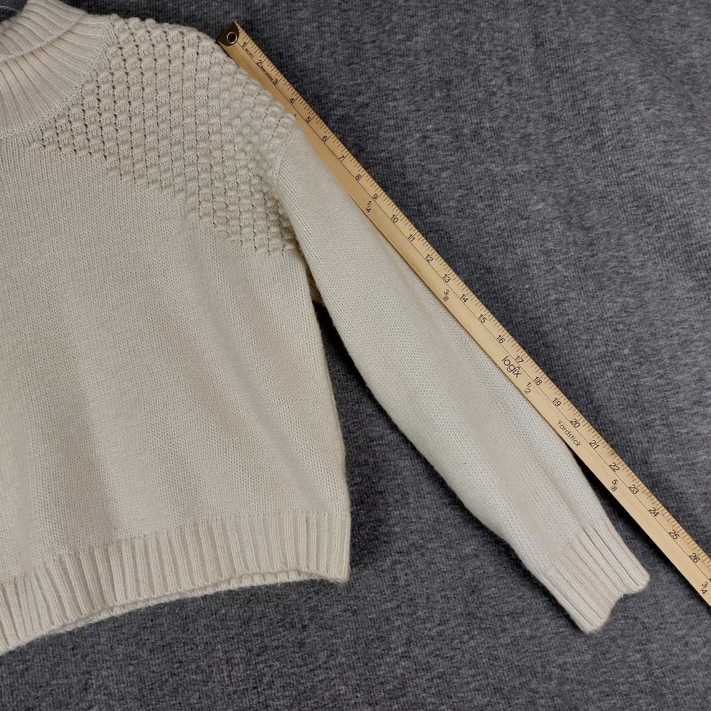 FALLS CREEK WOMENS CREAM CROPPED TEXTURED LONG SLEEVE TURTLE NECK SWEATER SIZE L - Picture 2 of 8